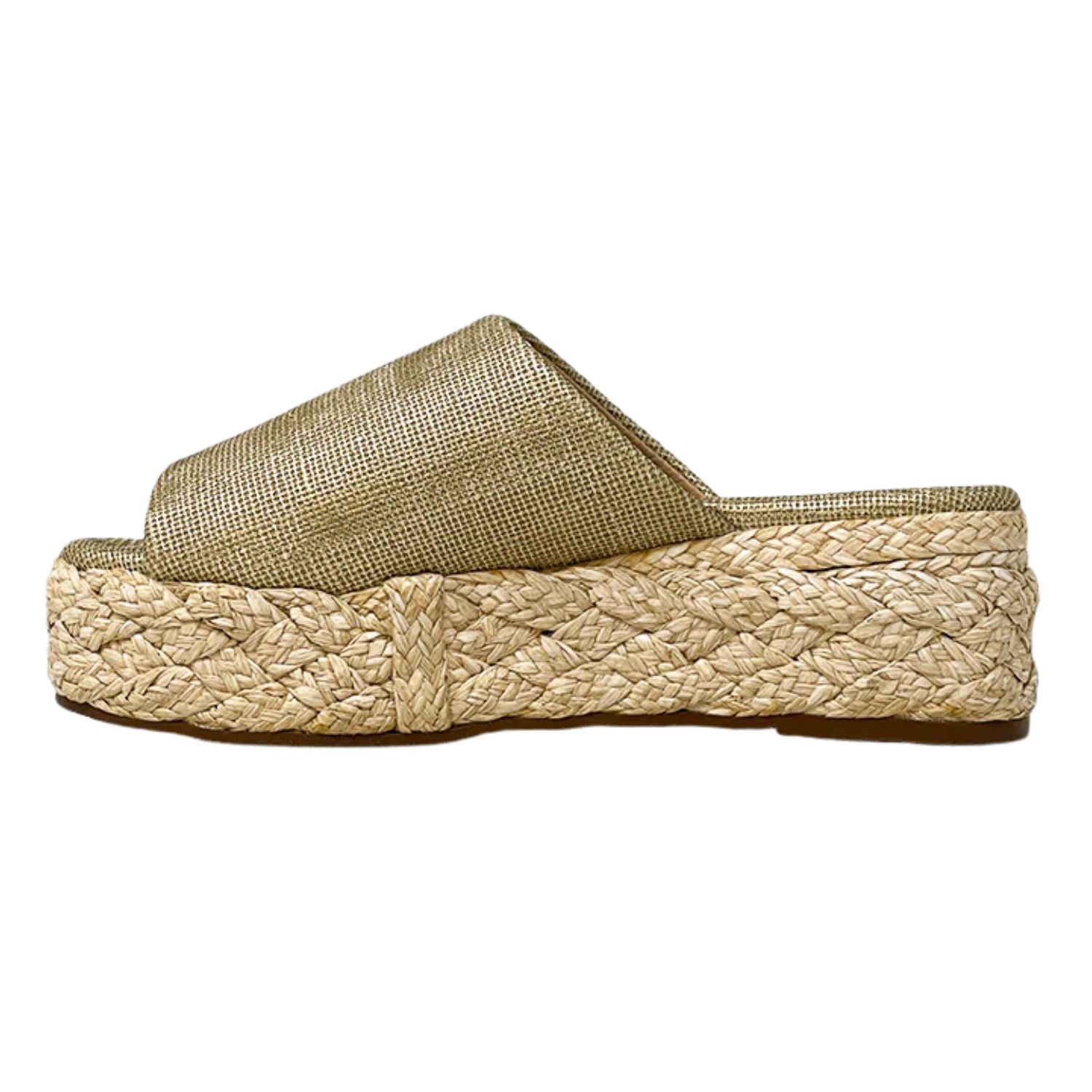 Shu Shop Womens Lizzie Espadrille Casual Wedge Sandals, Gold Woven