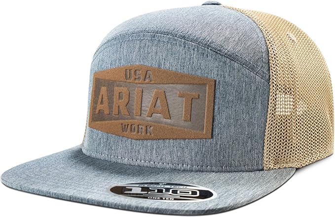 Ariat Mens Ariat Work Patch Flexfit Adjustable Snapback Cap Hat, Denim/Tan