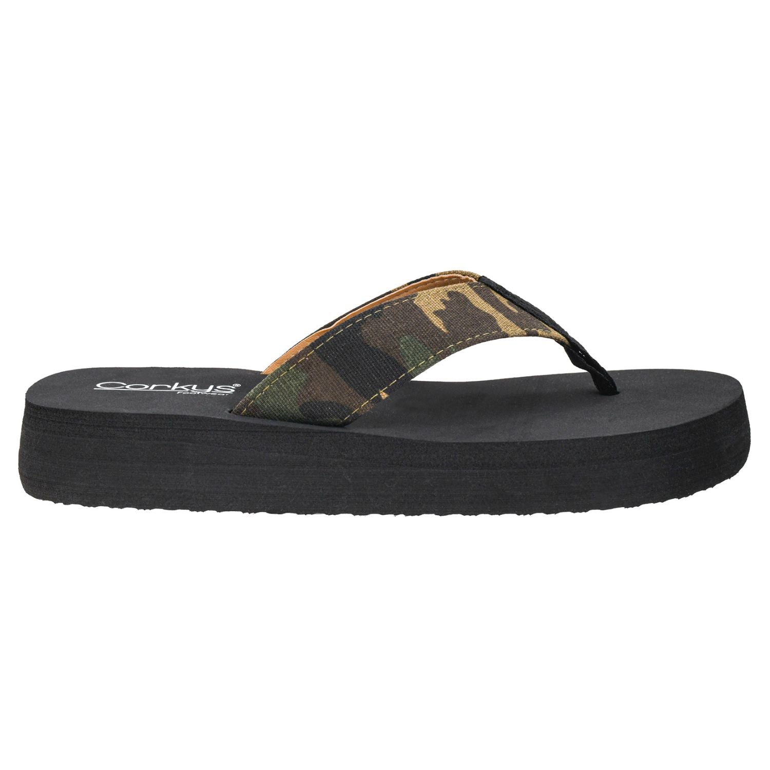 Corkys Womens Overboard Flip Flop Sandals, Camo
