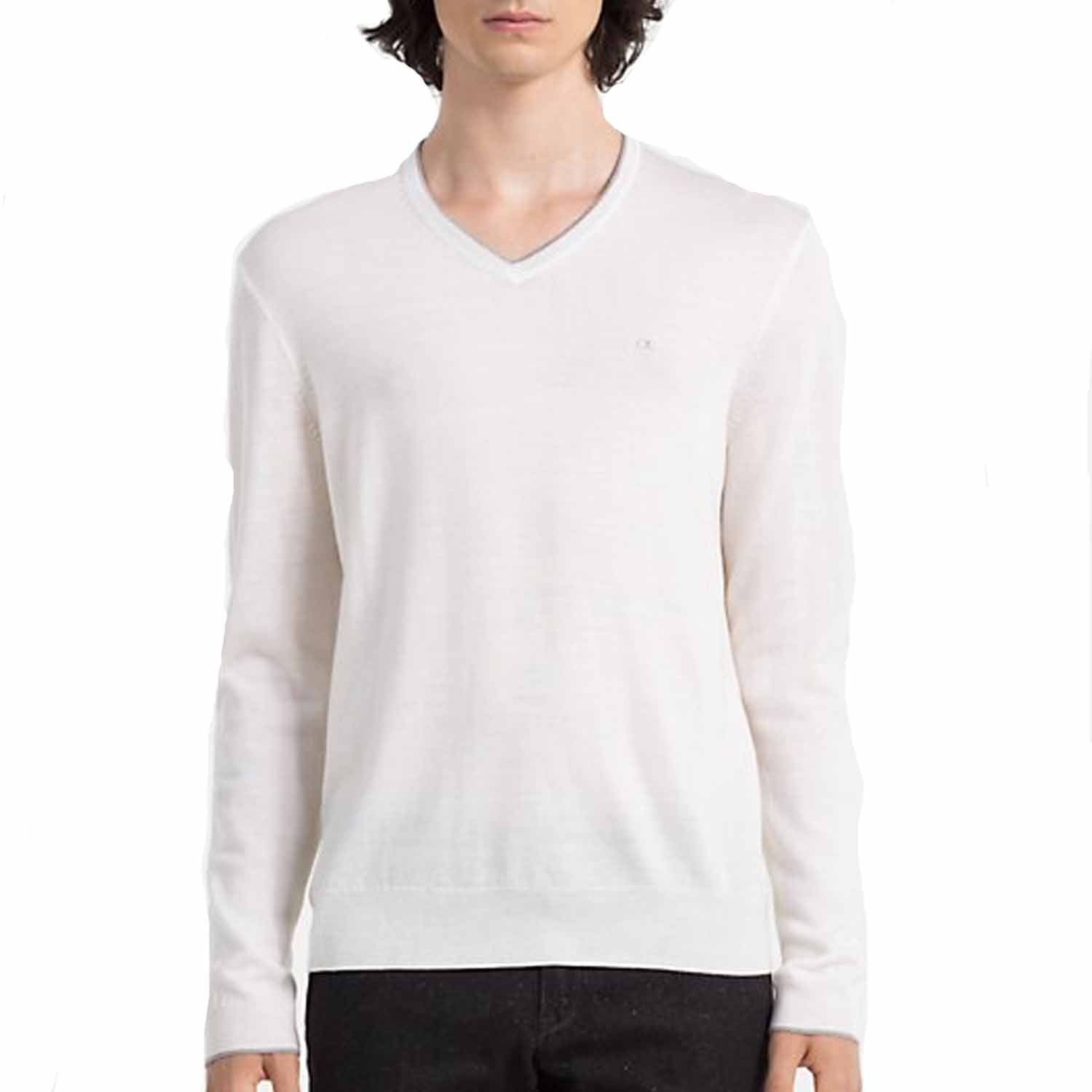Calvin Klein Slim Fit Merino Wool Logo Sweater (Agrigento, X-Large)