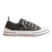 Very G Womens Aman Original Lace Up Canvas Sneaker with Sparkle Laces, Black Sparkle