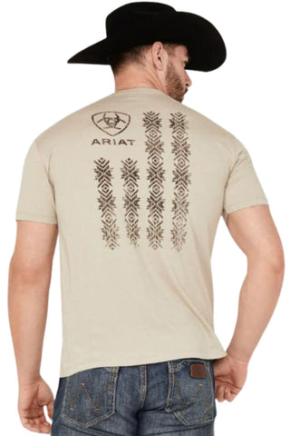 Ariat Mens Vertical Flag Graphic Print Short Sleeve T-Shirt