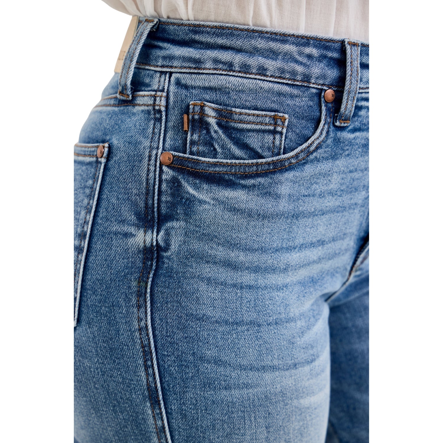 Judy Blue Short Inseam High Waist Tummy Control Daisy Bootcut Jeans
