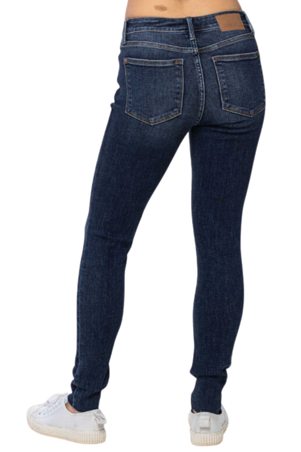 Judy Blue Womens Mid Rise Vintage Raw Hem Skinny Jeans