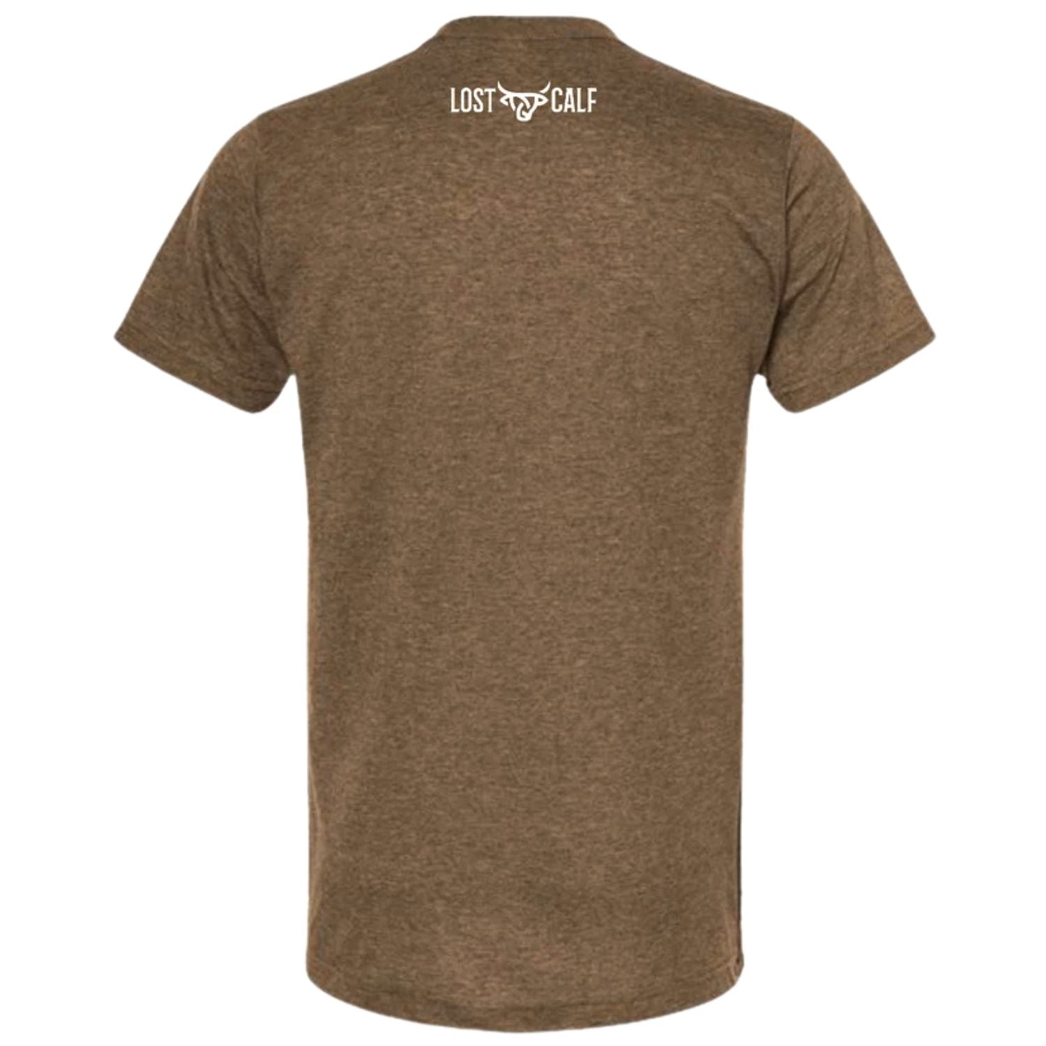 Lost Calf Unisex Angus Short Sleeve Tee Shirt, Brown