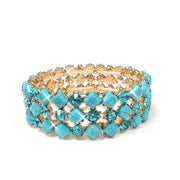 Jacqueline Kent Seafoam Whisper Turquoise 3 Layer Goldtone Stretch Bracelet