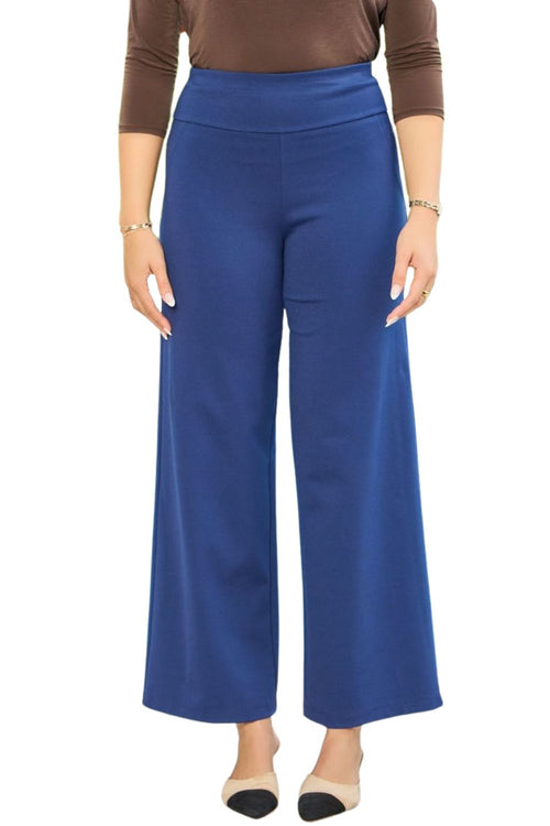 Dear Scarlett Womens Magic High Waist Wide Leg Regular Fit Pants, Navy