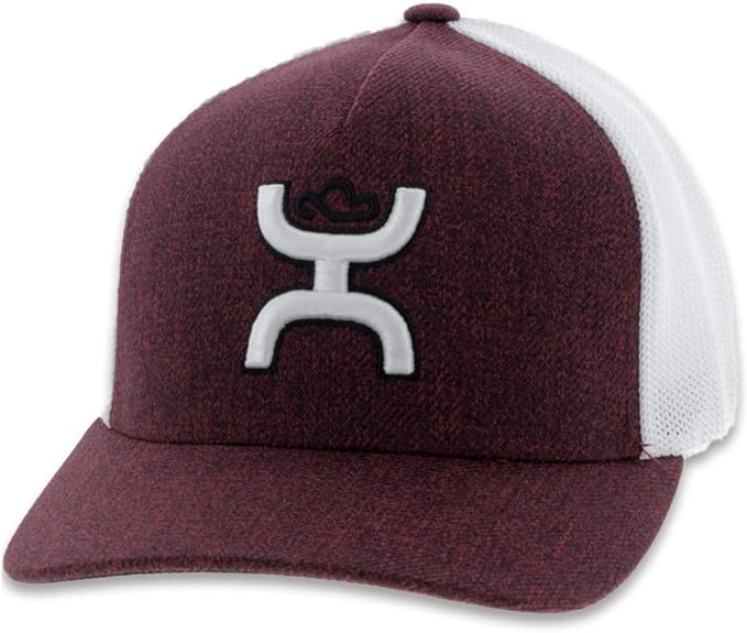 Hooey Mens Coach Flex Fit Mesh Back Cap Hat, Maroon/White