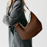 Pretty Simple Sienna Slouchy Woven Shoulder Bag Purse with Gold Chain