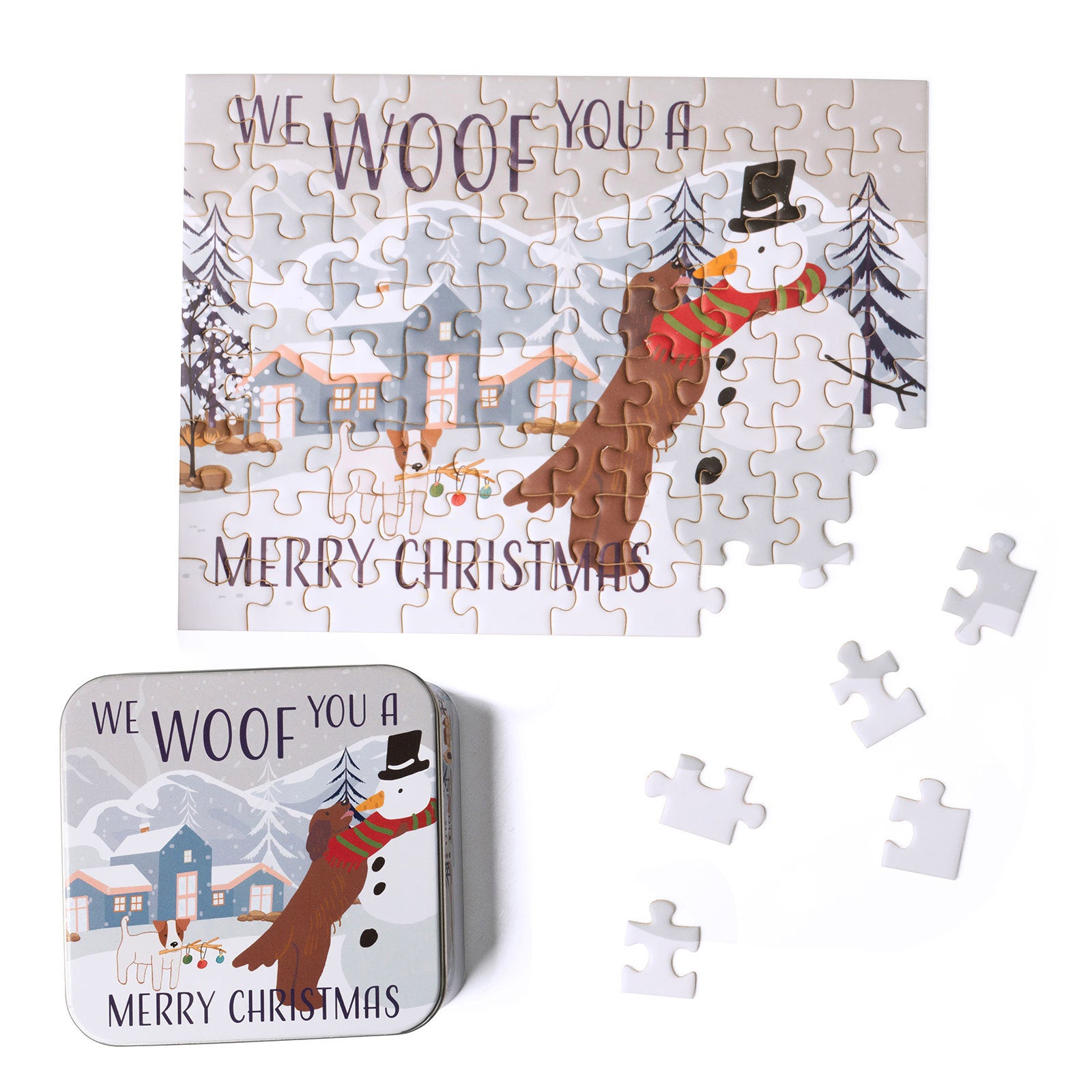 Jolly Jigsaw Christmas Holiday 80 Piece Mini Puzzles With Matching Tin