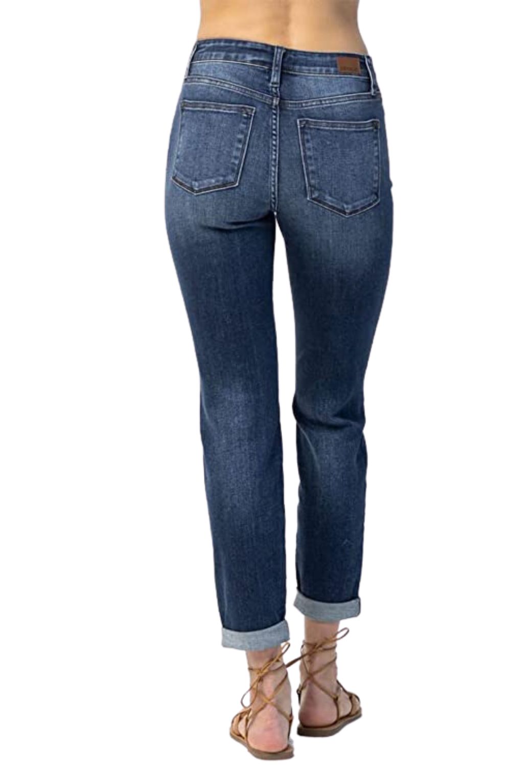 Judy Blue Womens Basic Cuffed Mid Rise Slim Fit Denim Jeans