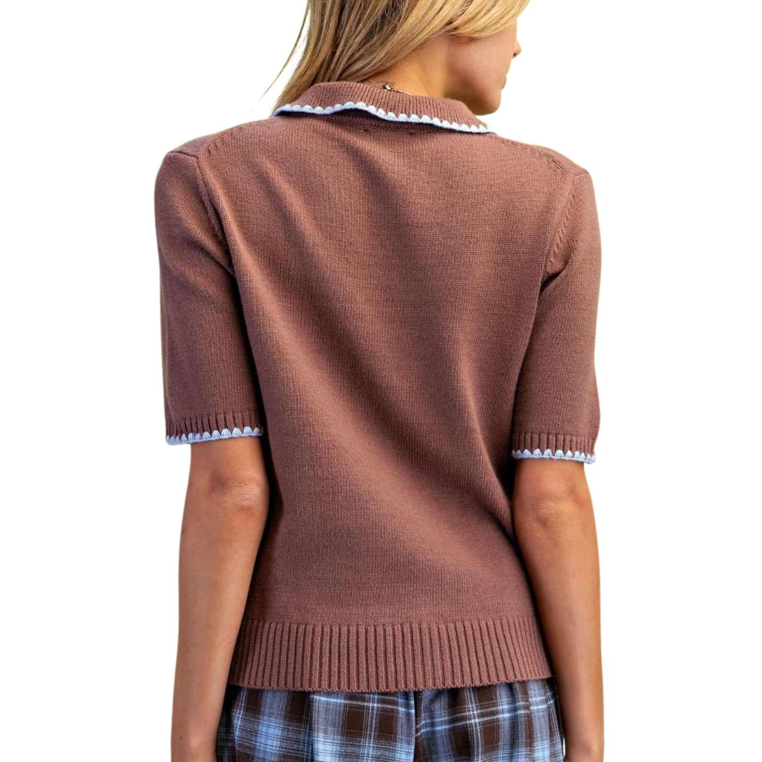 Easel Women's Button Down Knitted Sweater Cardigan, Mocha