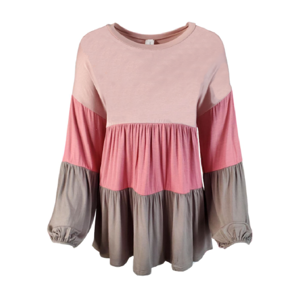 HoneyMe Womens Colorblock Long Sleeve Boho Top