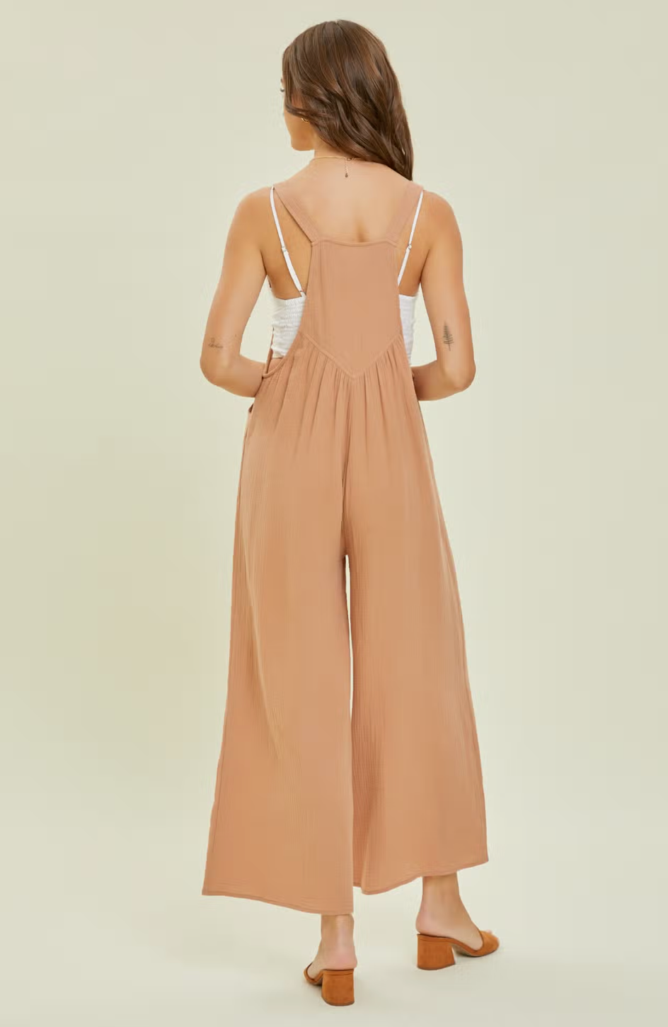 Heyson Kangaroo Pocketed Wide Leg Overall Jumpsuit