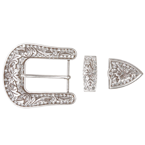 Angel Ranch Rhinestone Bling Buckle 3-piece Set, Replacement or Leathercraft
