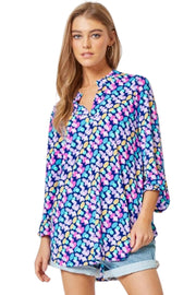 Dear Scarlett Womens Lizzy Relaxed Flowy High Low Blouse