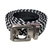 Black Clover Braided Stretch Belt, Black/White
