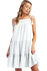 Easel Womens Relaxed Textured RuffleTiered Dress