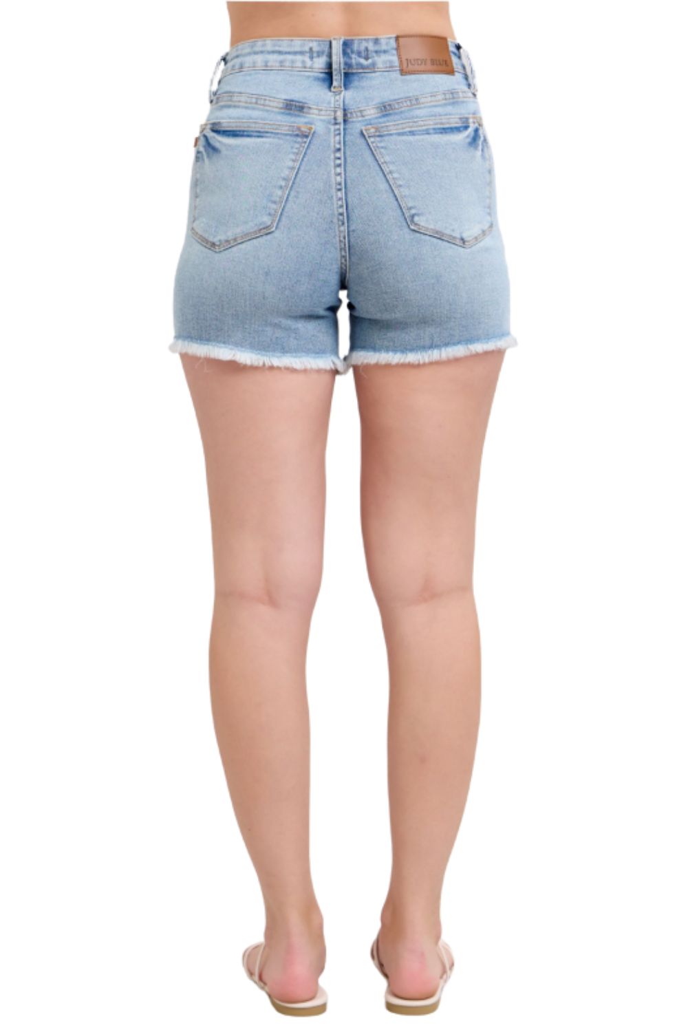 Judy Blue Womens Tummy Control Destroyed Fray Hem Denim Shorts