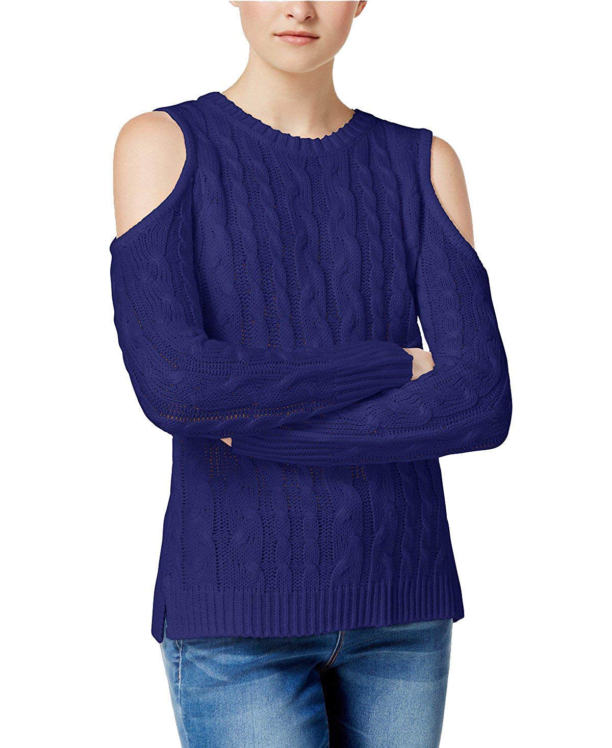 Hippie Rose Juniors Cold-Shoulder Sweater