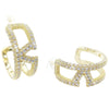 Jacqueline Kent Pave Crystal Designer Hoop Earrings (Gold)