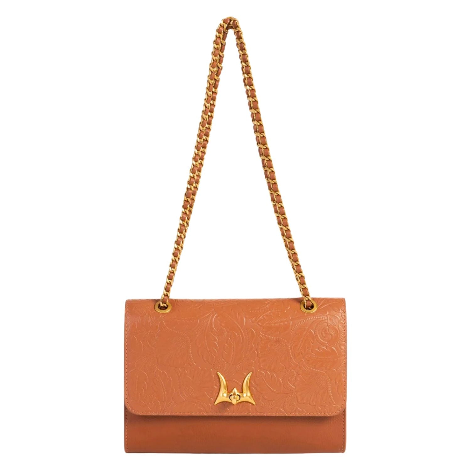Loyal West Savi Small Embossed & Grained Leather Handbag - Amber Glow