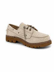 Very G Dana Women's Rhinestone Lace Lug Sole Loafers, Nude
