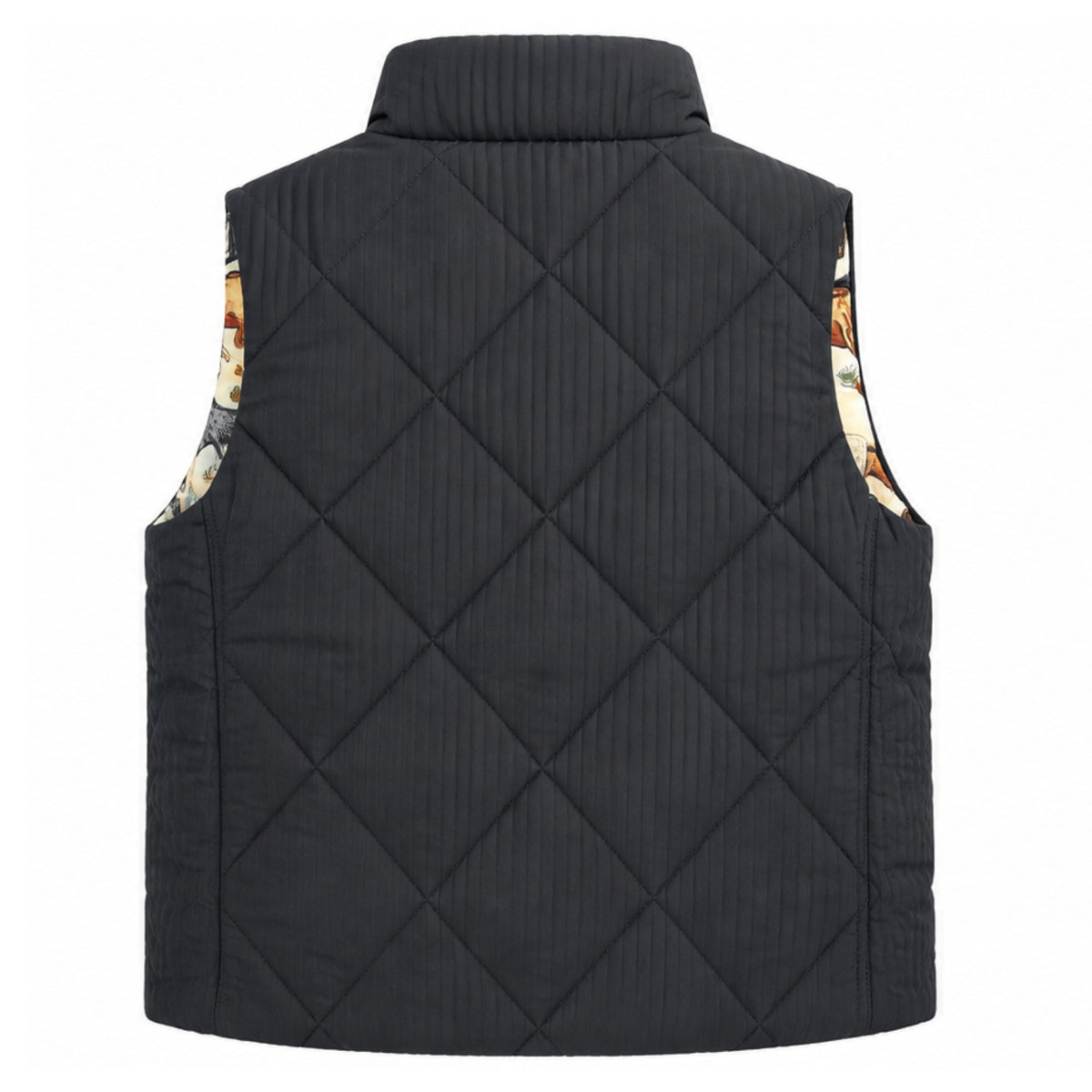 Hooey Youth Cassidy Quilted Reversible Vest, Dark Charcoal/Horse Print
