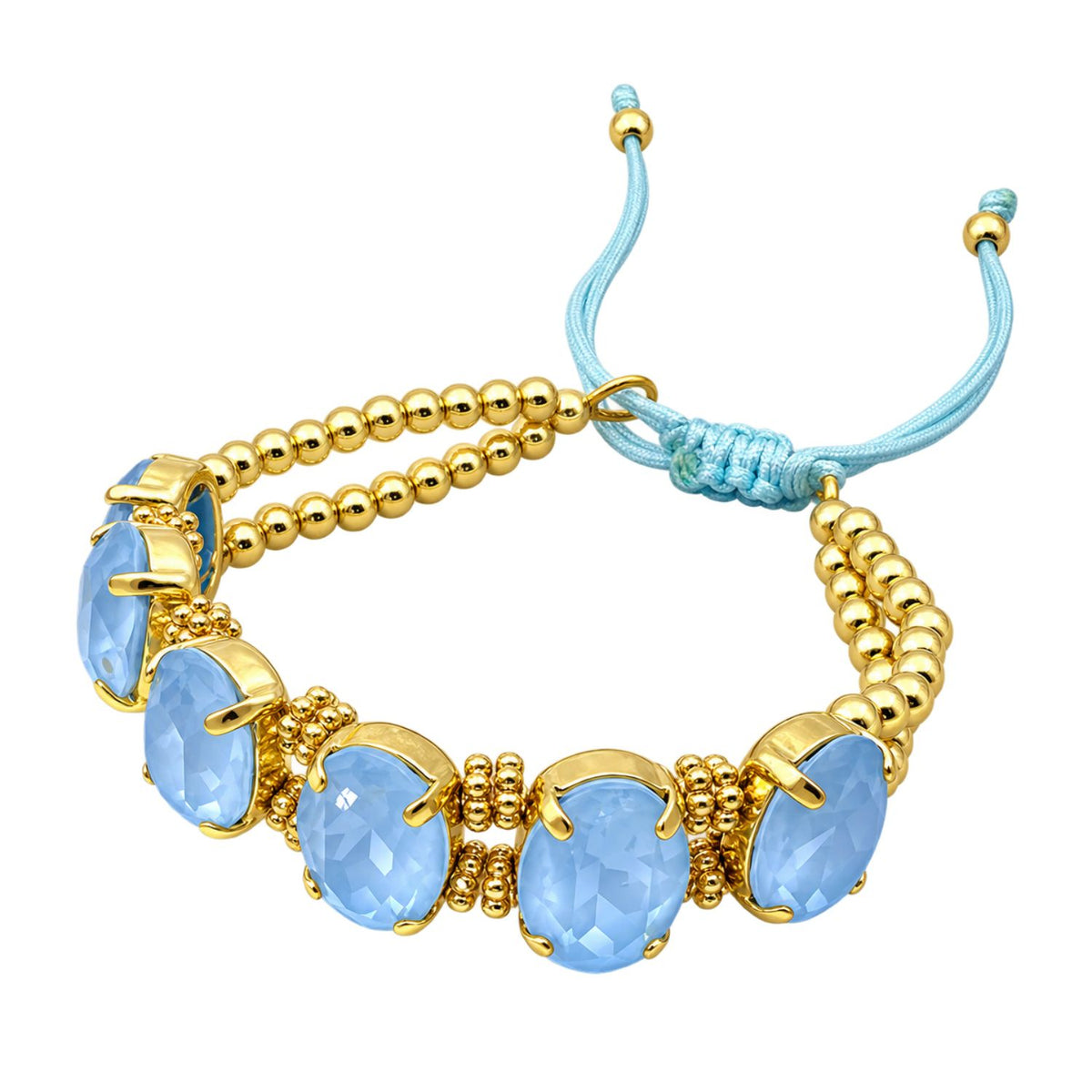Olive & Brown 18K Gold-Plated Bead & Crystal Adjustable Bracelet