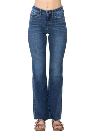 Judy Blue Womens Mid Rise Vintage Wash Wide Leg Jeans