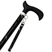 Jacqueline Kent Solid Black Adjustable Crystal Rhinestone Sugar Walking Cane