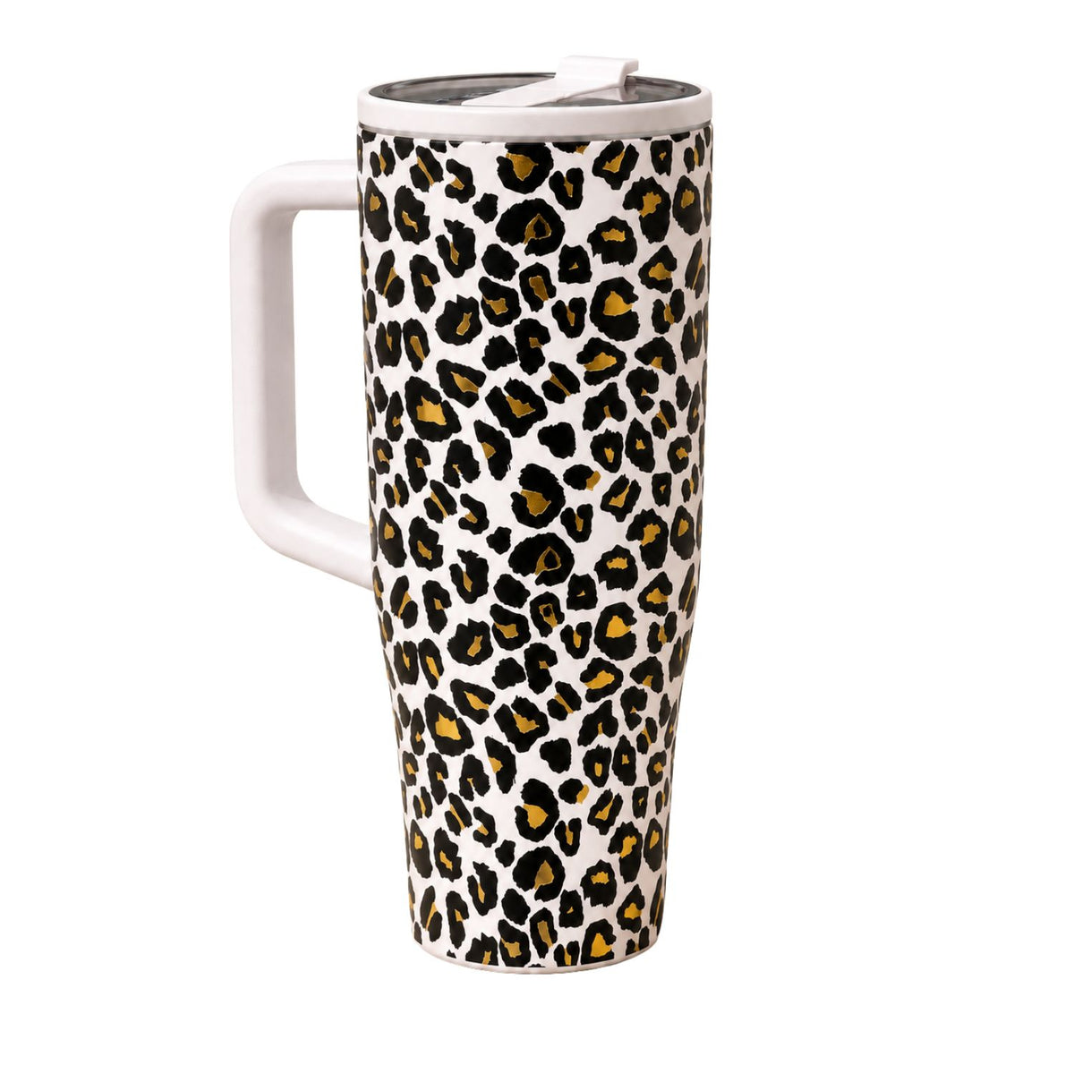 **Pre-Order** Olive & Brown 40 fl oz Stainless Steel Insulated Gold Leopard Straw Tumbler