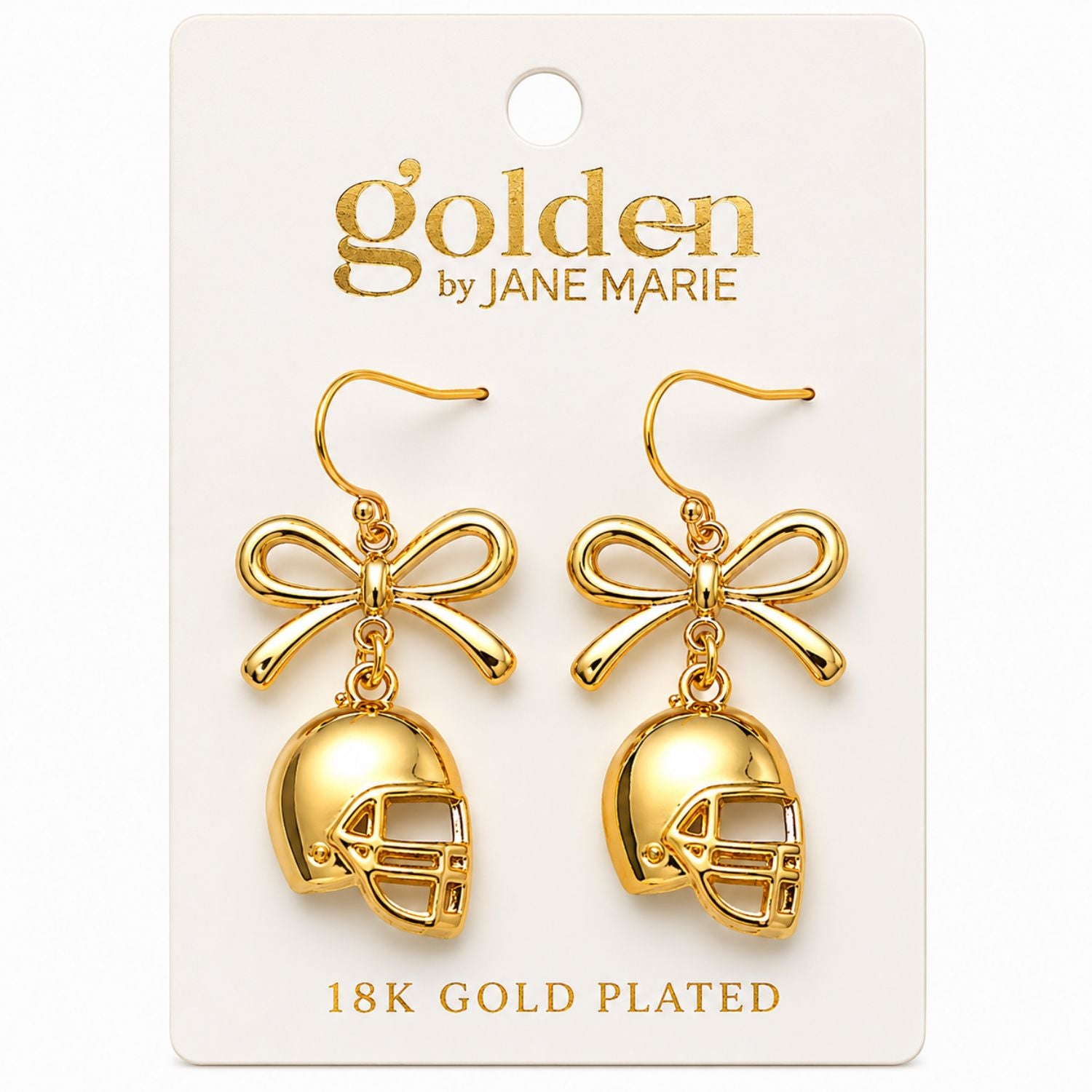 Jane Marie 18K Gold Plated Bow Earring w/ Football Helmet