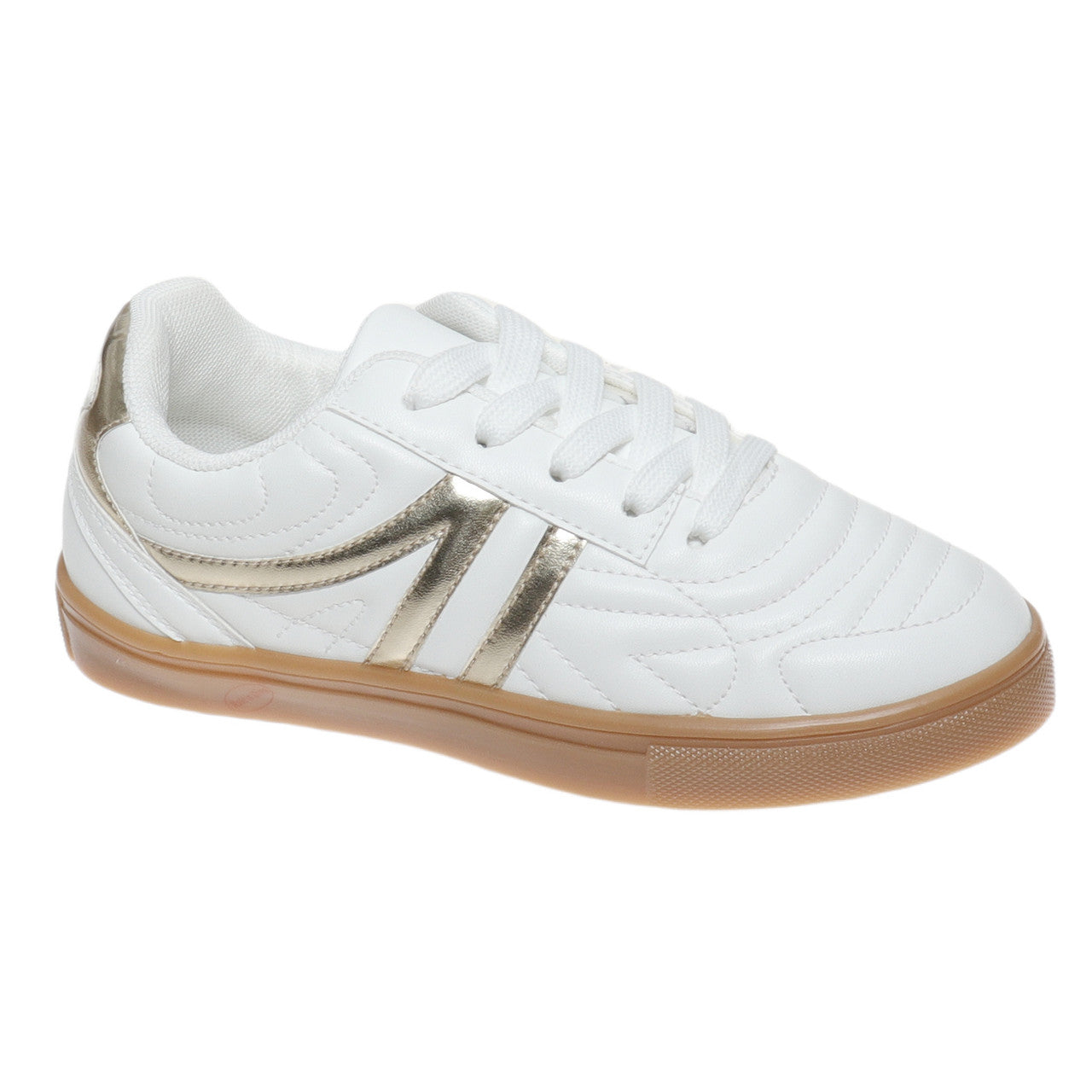 Outwoods Kids Fast-57 Lace Up Fashion Sneakers, Gold Combo