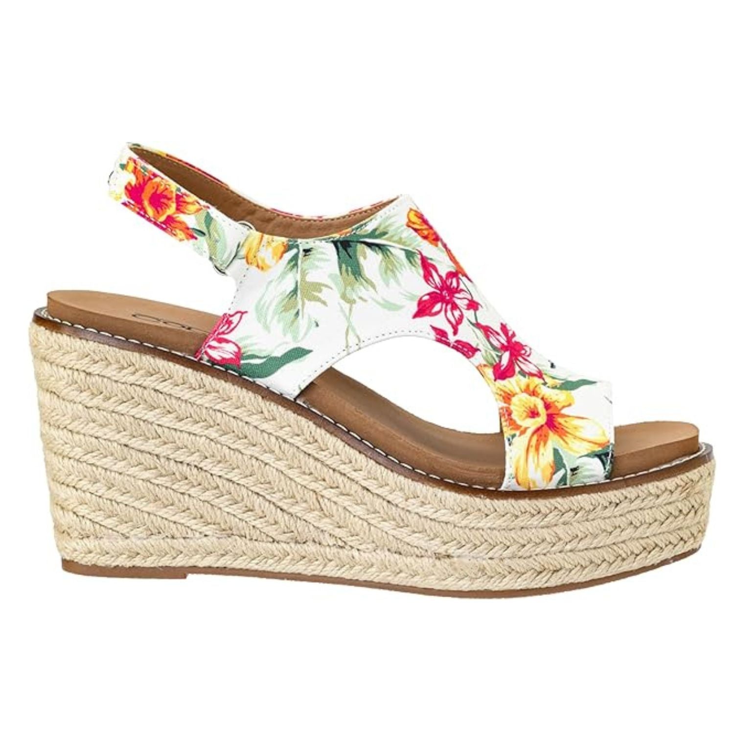 Corkys Womens Freddie Wedge Sandals, White Floral