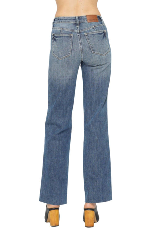 Judy Blue Womens Mid Rise Tummy Control Vintage Straight Fit Jeans