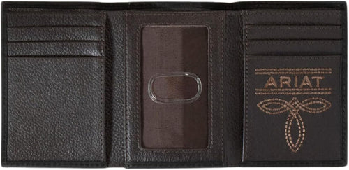 Ariat Mens Mexican Flag Embroidered Logo Trifold Wallet