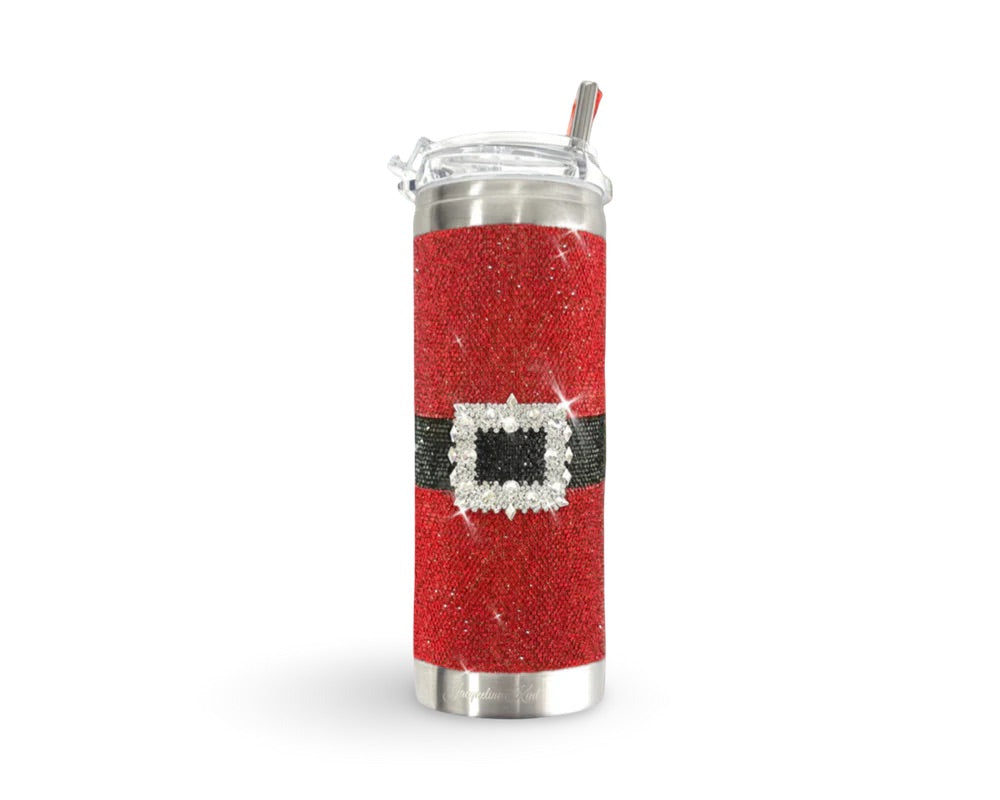 Jacqueline Kent 20oz Holiday Crystal Tumbler with Clear Lid and Straw (Santa)