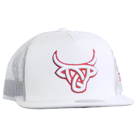 Lost Calf Mens Gem White Flat Bill Adjustable Snapback Cap Hat