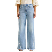 Judy Blue Womens High Waist Retro Wide With Raw Twisted Outseam- Light Wash