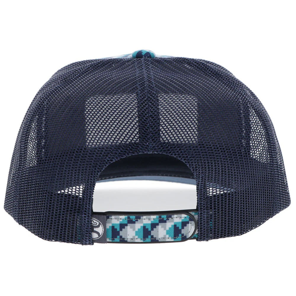 Hooey Mens Lakota Embroidered Patch Snapback Hat- Turquoise/Navy Pattern