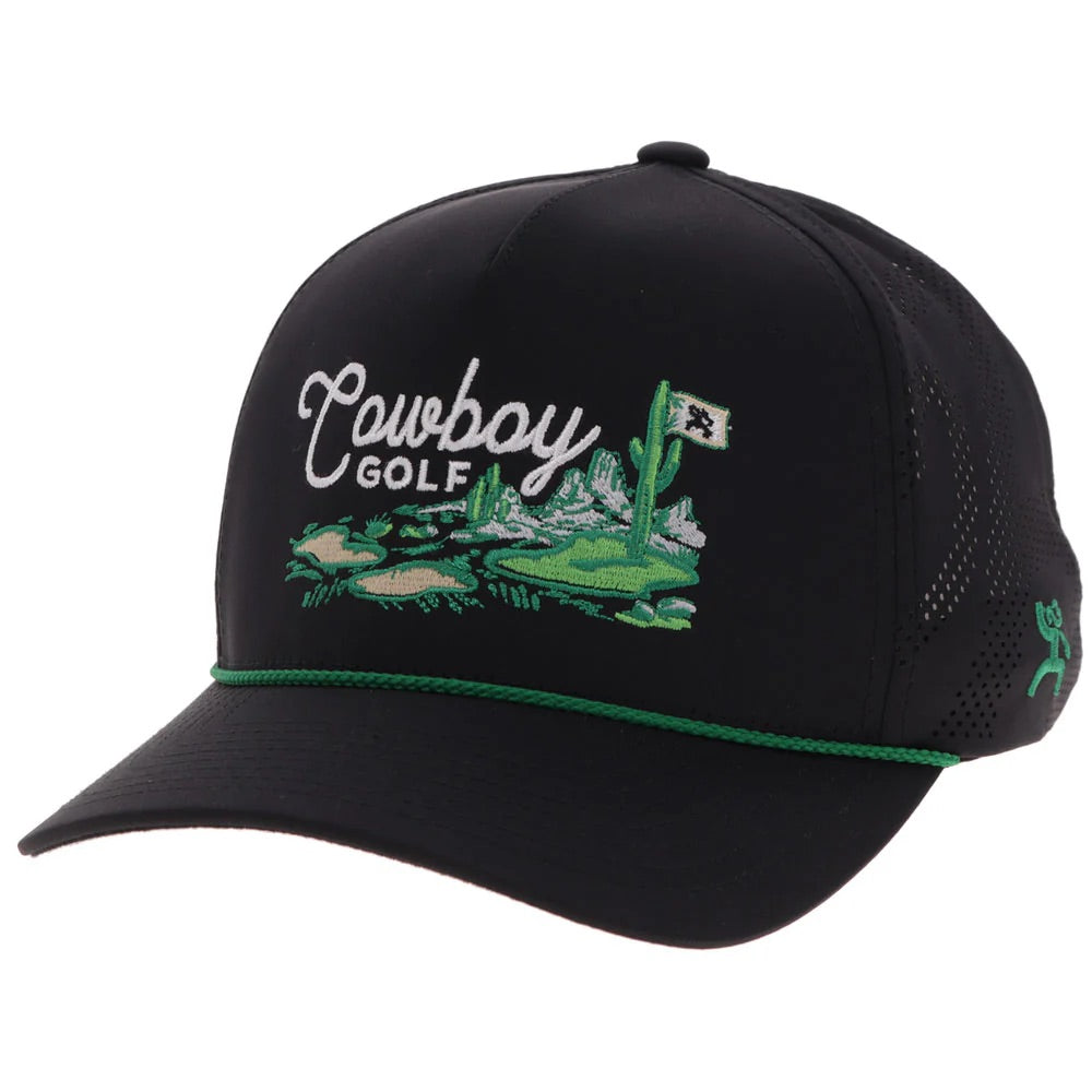 Hooey Mens Cowboy Golf Logo Adjustable Snapback Trucker Cap Hat-Black