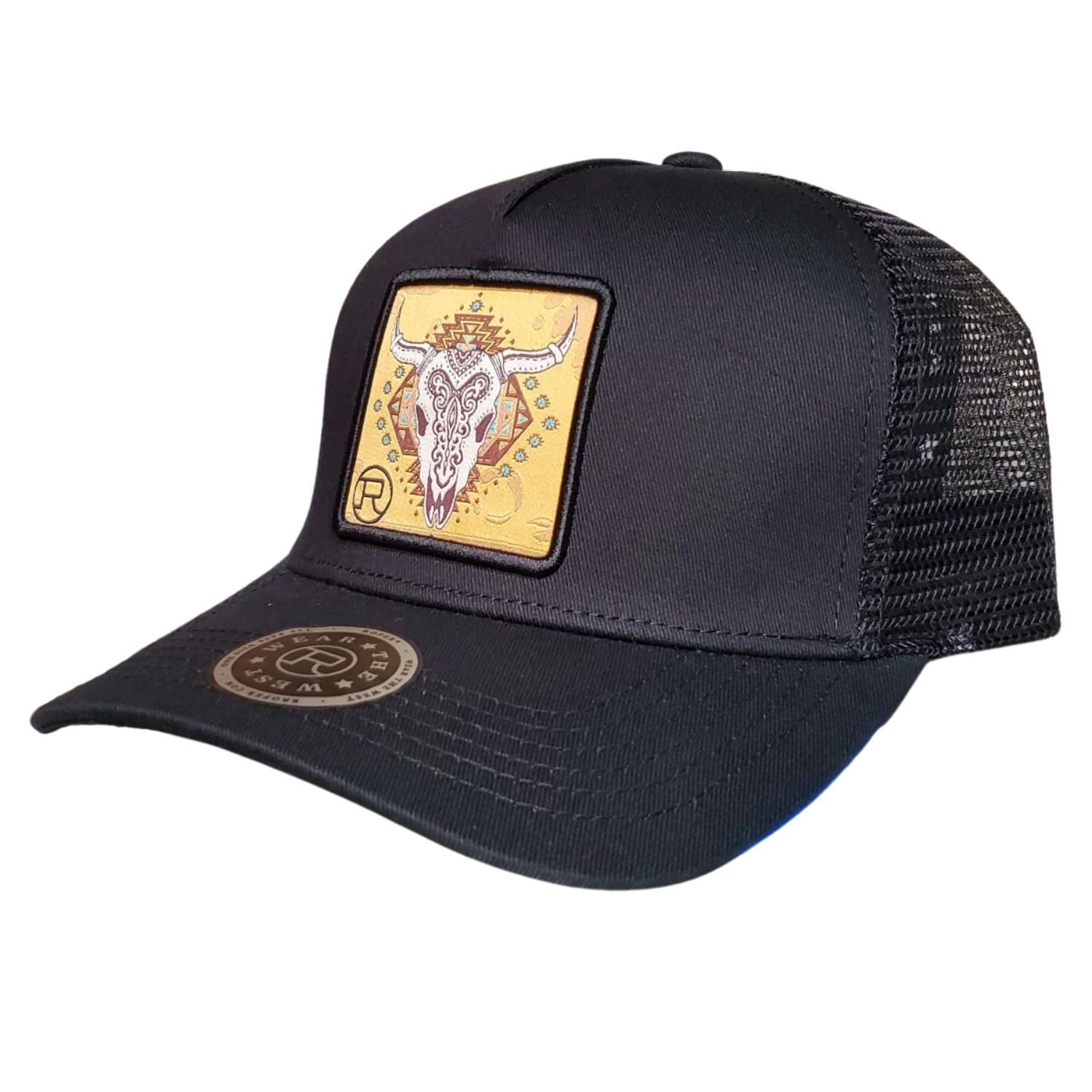 Roper Mens Embroidered Bull Skull Patch Adjustable Snapback Cap Hat