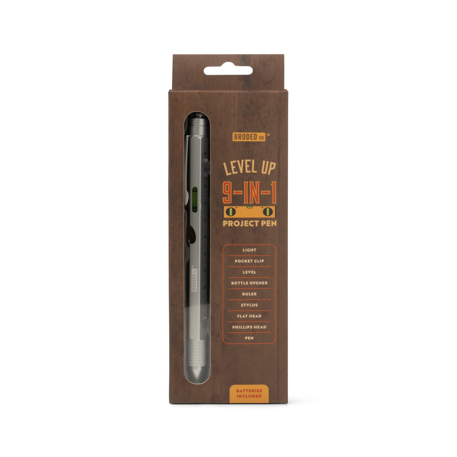 Brodeo Drive Level Up 9-in-1 Handy Tool Screw Driver Light Up Project Pen