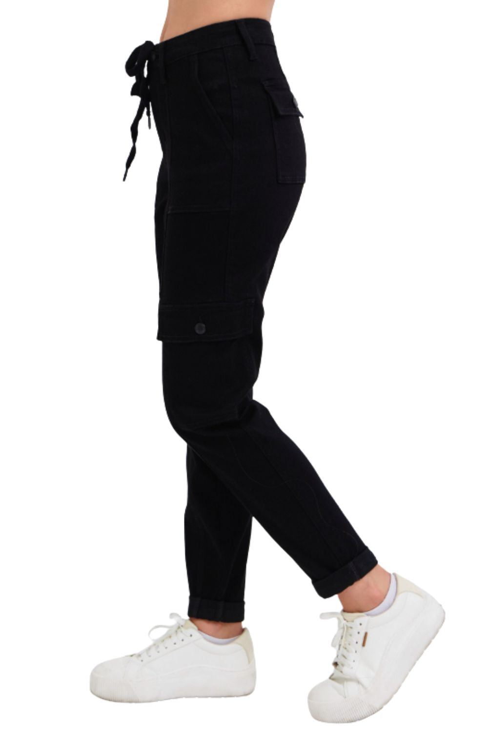 Judy Blue Womens High Waist Cargo Cuffed Jogger Jeans