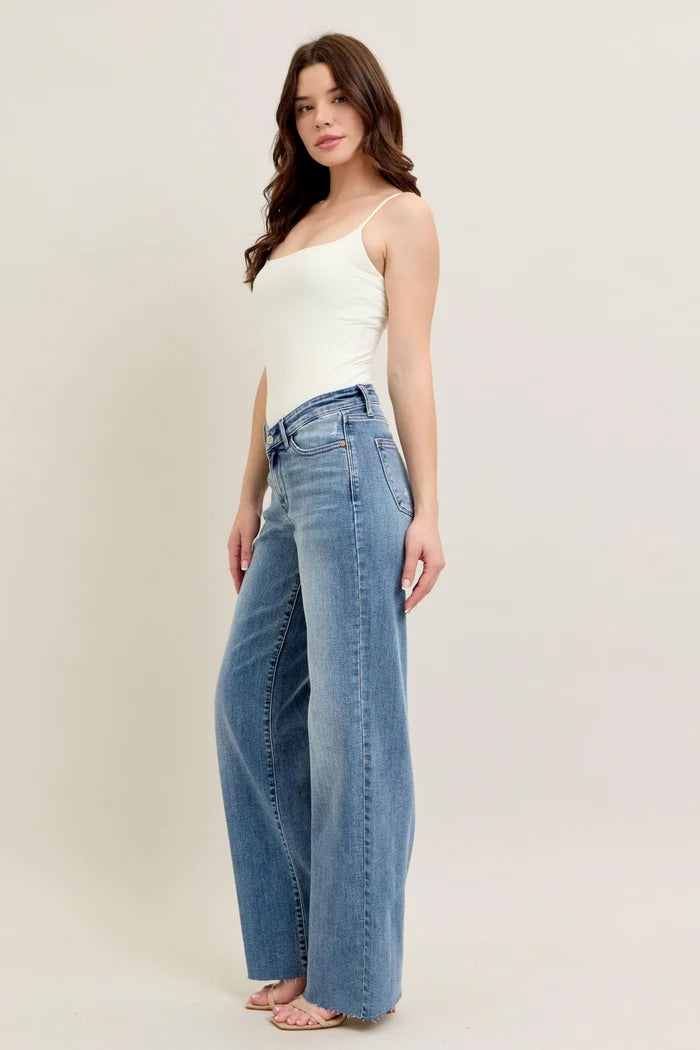 Judy Blue Womens V-Front Baggy Straight Leg Jeans