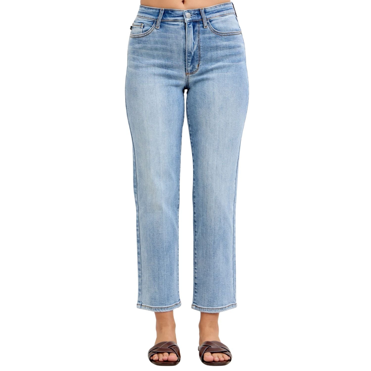 Judy Blue High Waist Classic Light Wash Ankle Straight Jeans