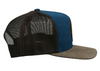 Hooey Mens "Spur" Hybrid Flat or curved Bill, Blue & Brown Hat Cap