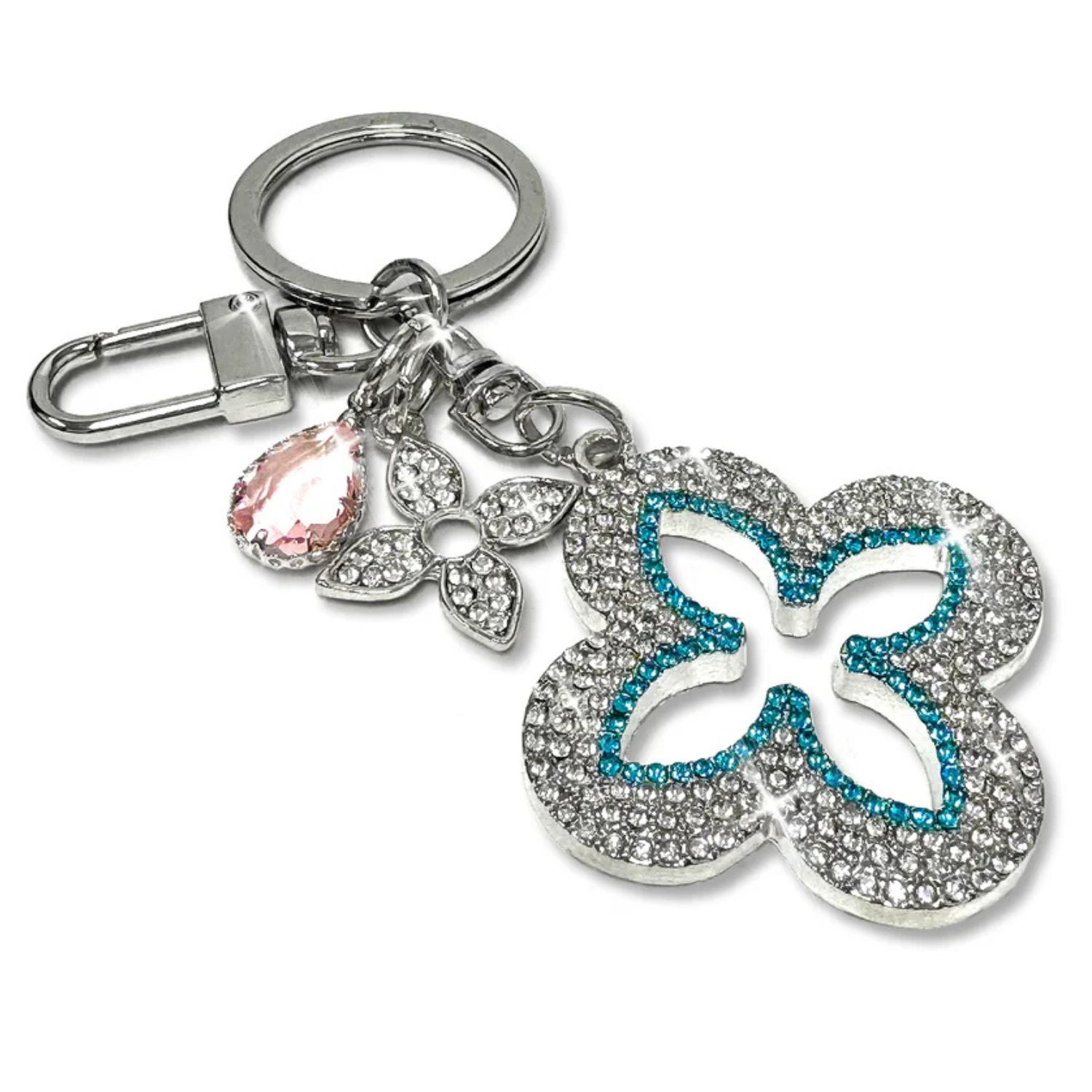 Jacqueline Kent Crystal Clover Purse Charm Keychain