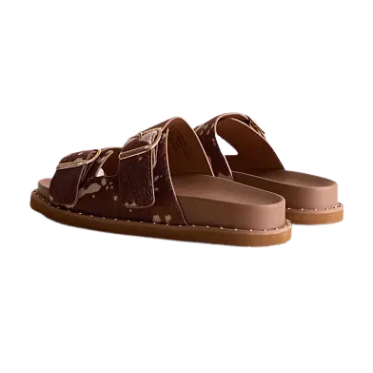 Very G Alma Women's Studded Double Buckle Slide Sandals, Light Tan